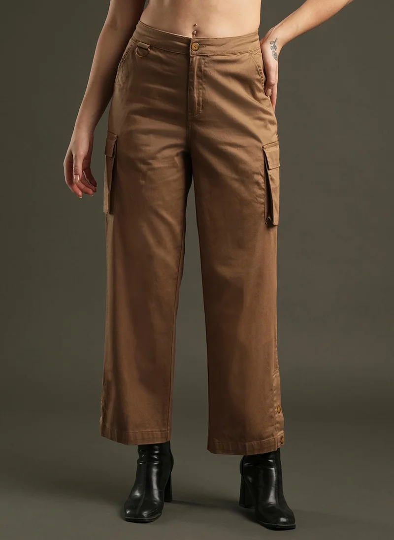 globus Globus Women Relaxed Mid-Rise Cargos Trousers